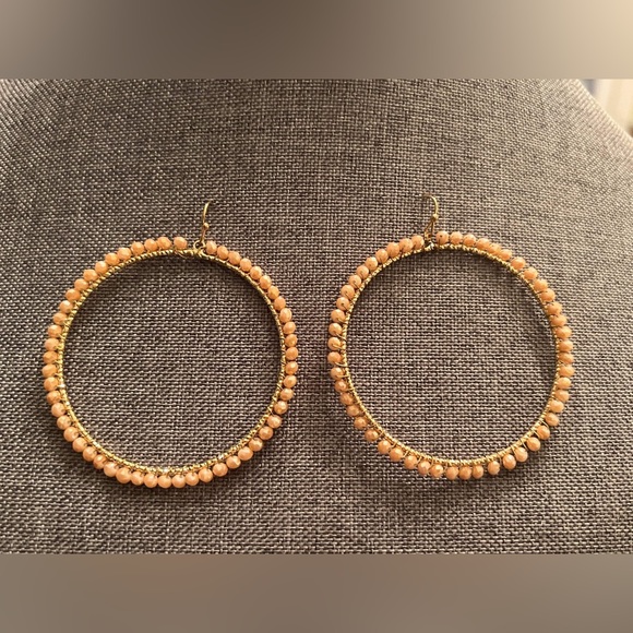 Boho Beaded Hoop Earrings Different Colors - Seed Bead Hoop Earrings Classic - Picture 1 of 2